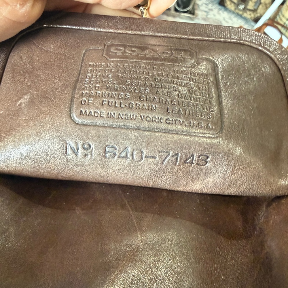 Coach Vintage Bonnie Cashin Carry doble Kiss-lock Brown Leather Shoulder Bag. - Picture 10 of 13
